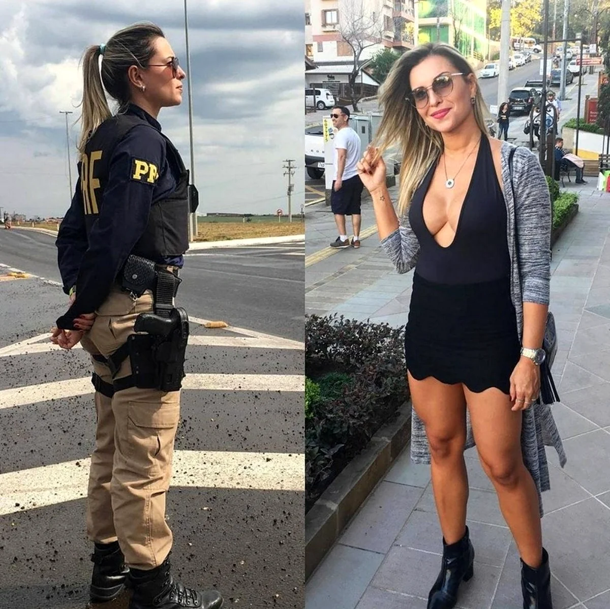 Девушки полицейские в форме и без