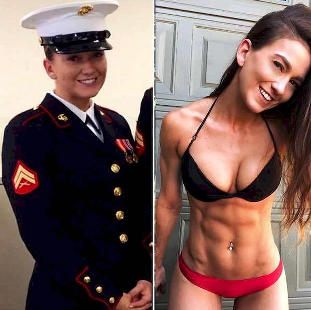 Девушки в военной форме и без