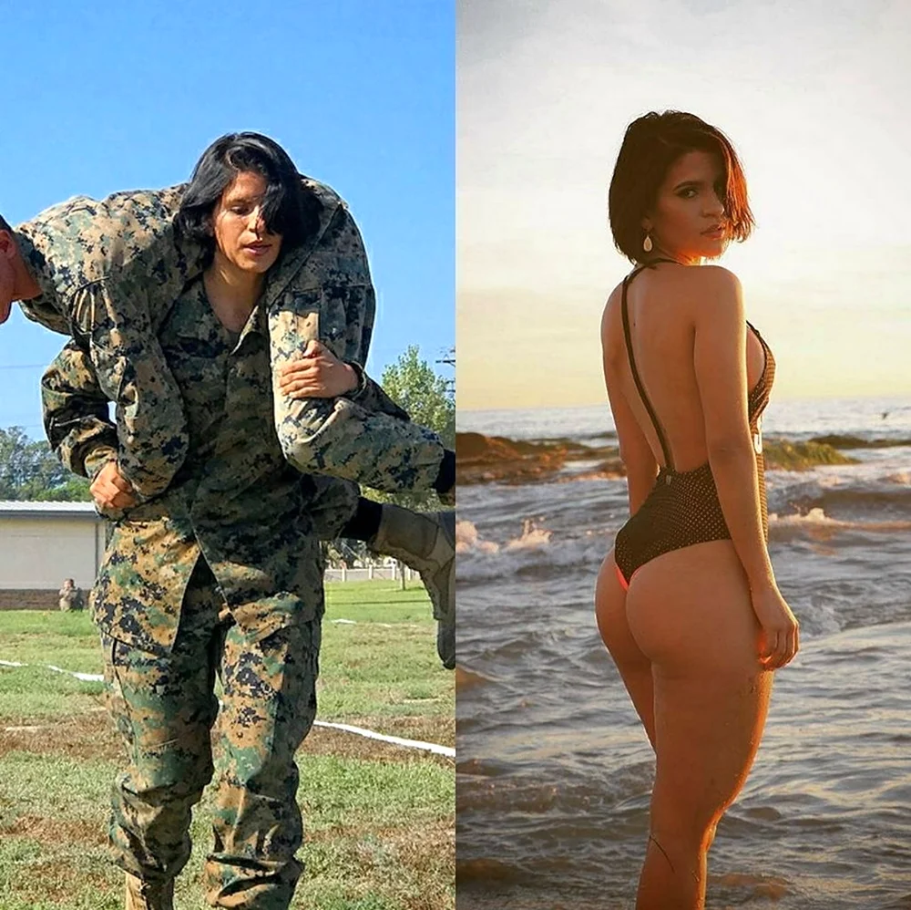 Девушки в военной форме и без