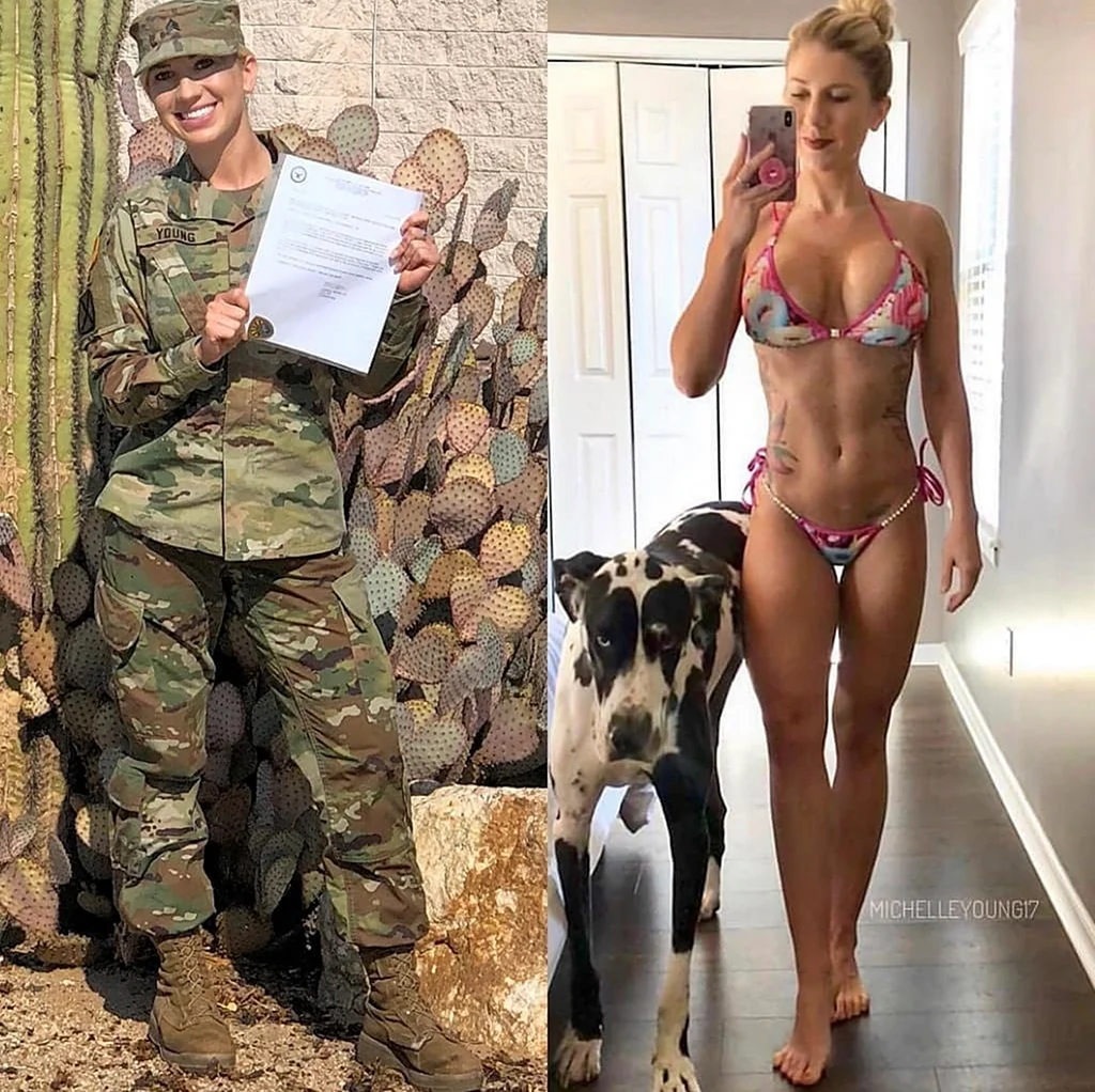 Спортивные девушки в военной форме