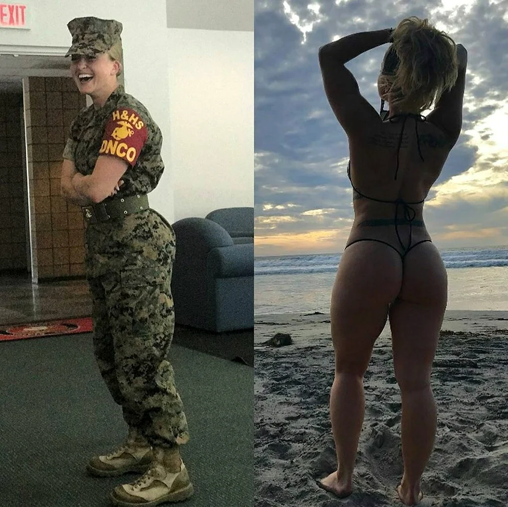 Спортивные девушки в военной форме