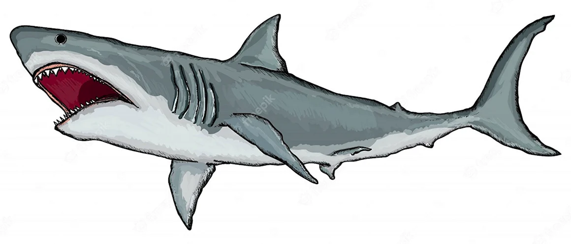 Акула рисунок на белом фоне