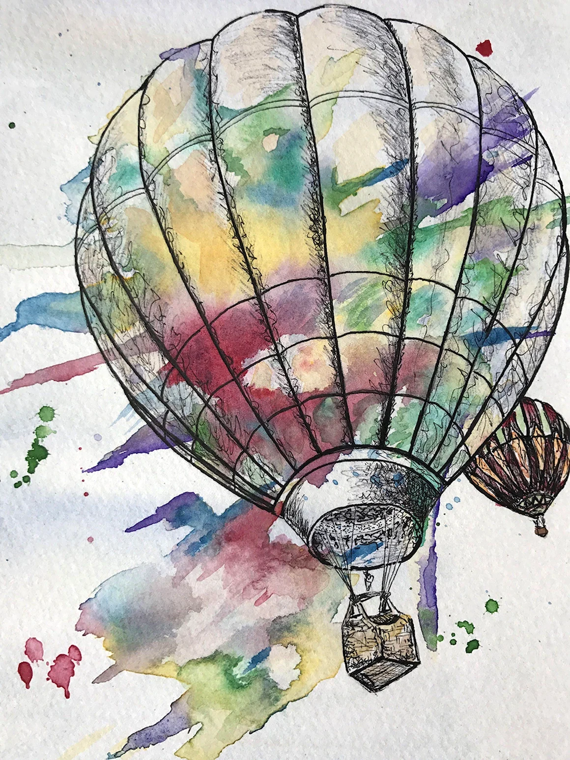 Акварельный воздушный шар