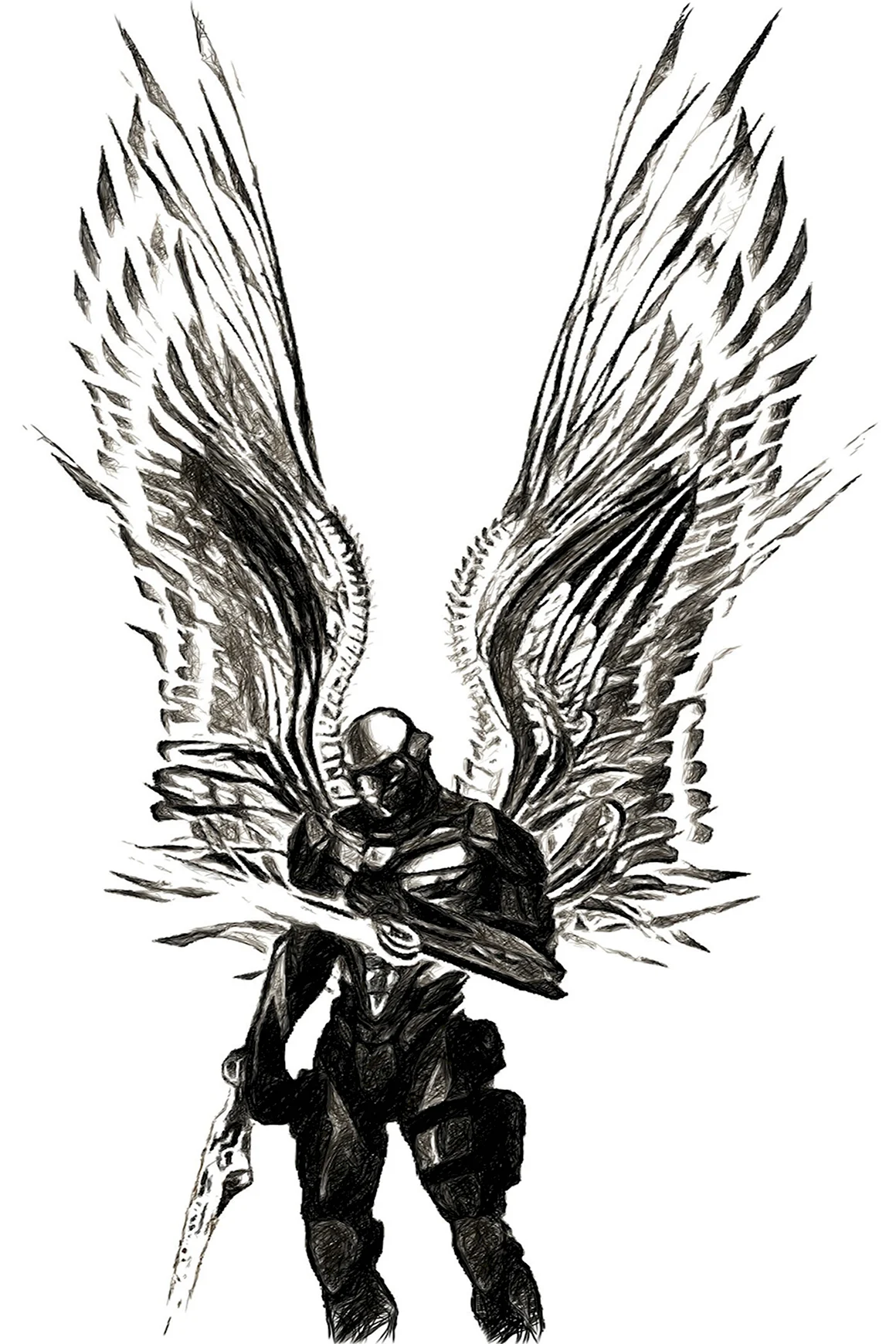 Ангел черно белый рисунок