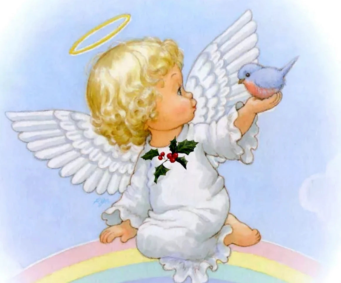 Ангелочек мальчик с голубем