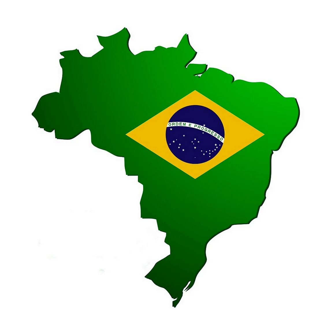 Бразилия на карте с флагом
