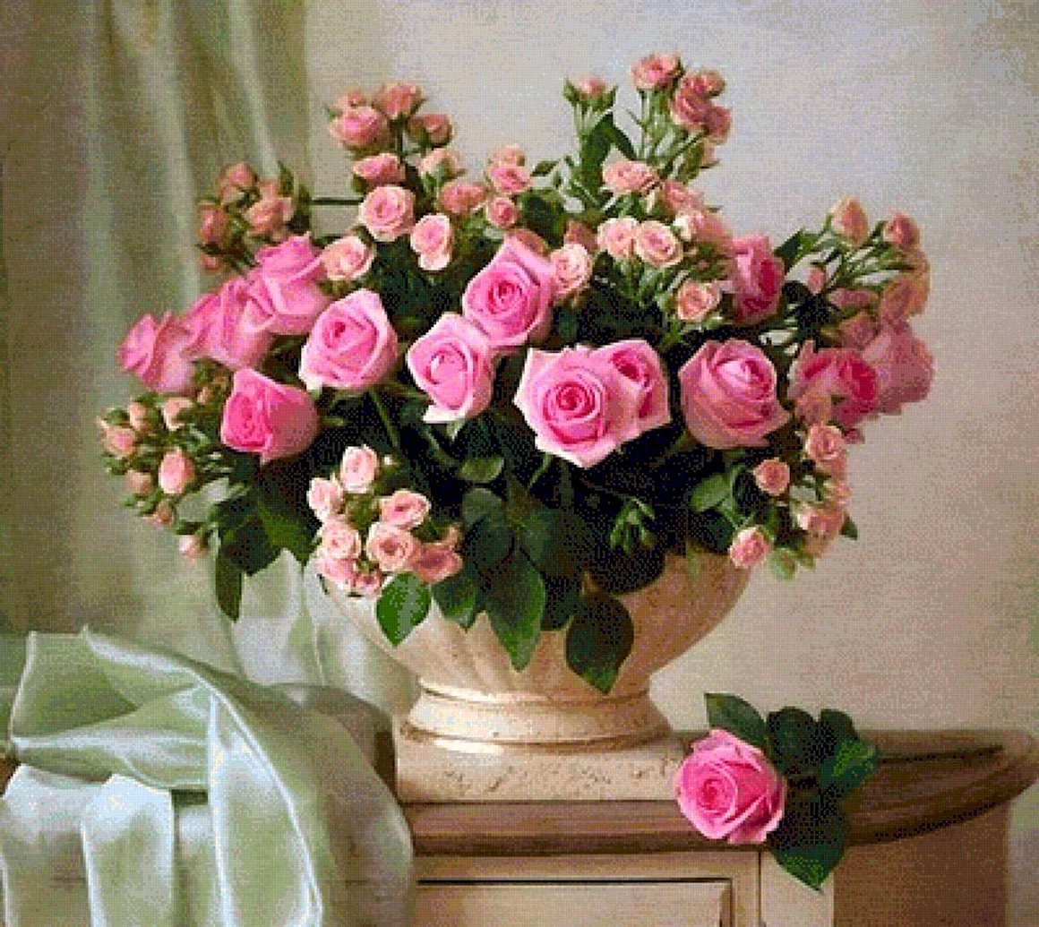 Букет цветов в белой вазе Кончаловский