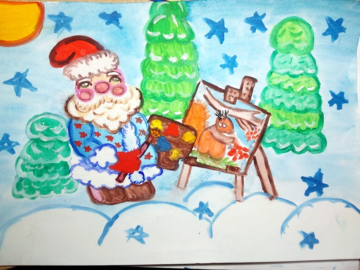 Дед Мороз рисунок на конкурс