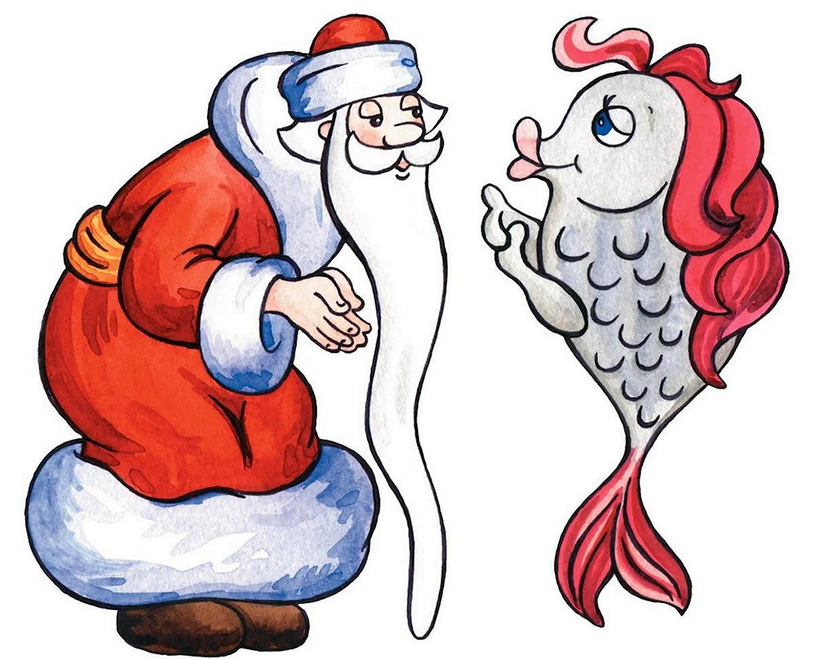 Дед Мороз с рыбой