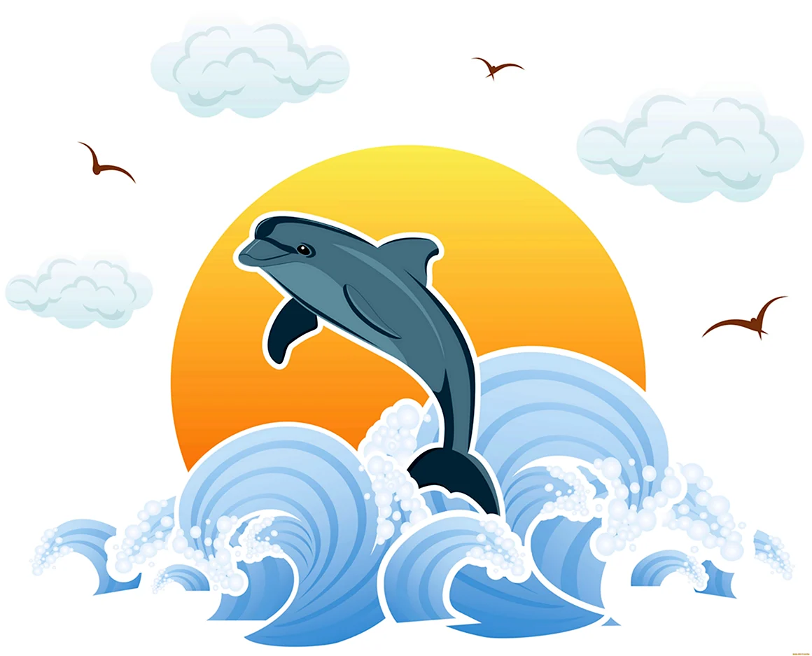 Дельфины в море вектор