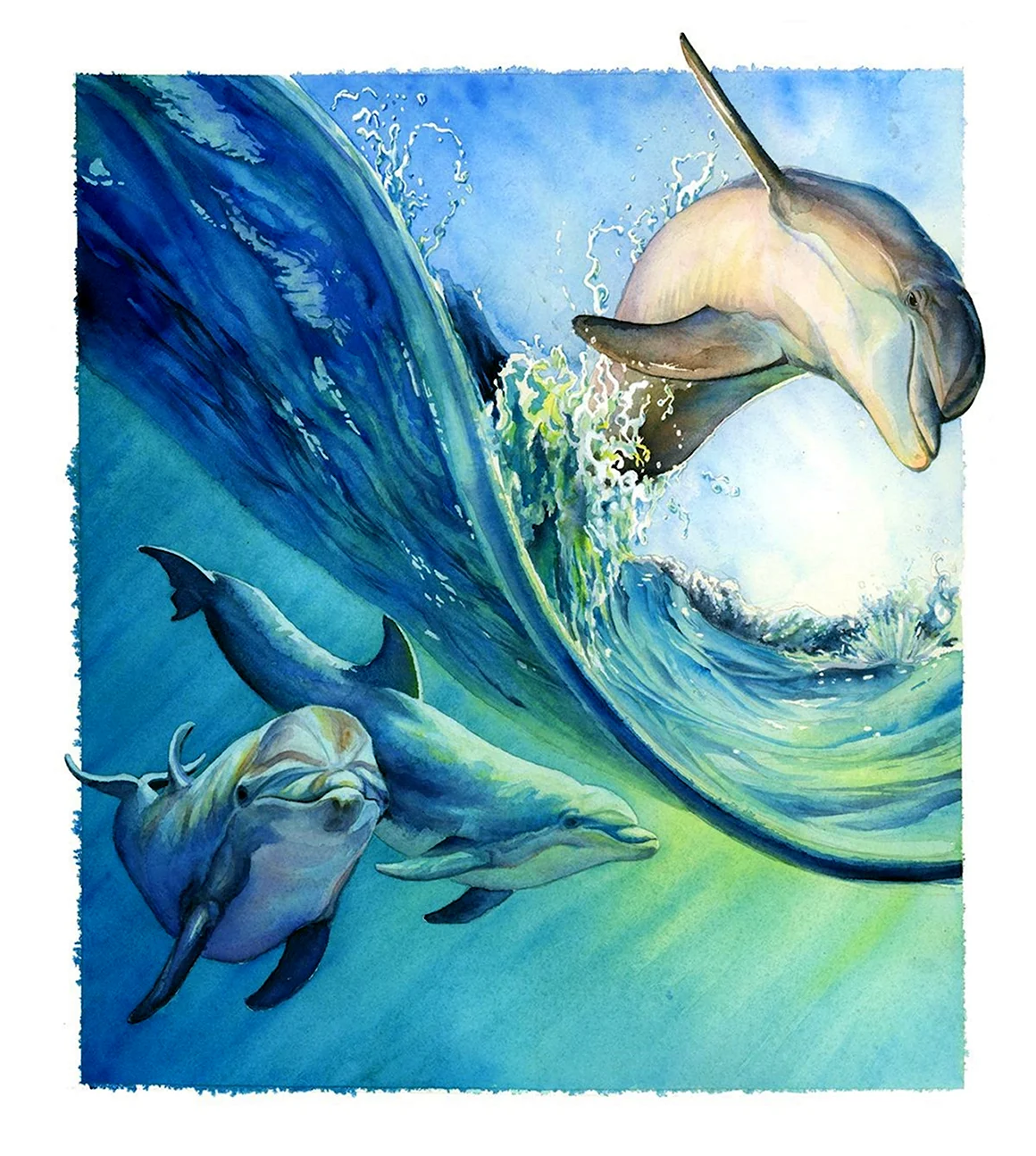 Дельфины живопись
