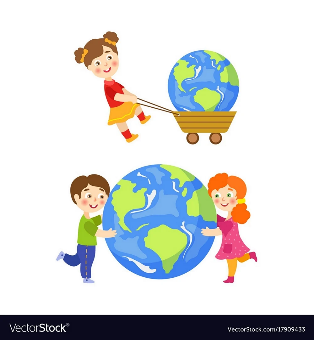 Дети на земном шаре вектор