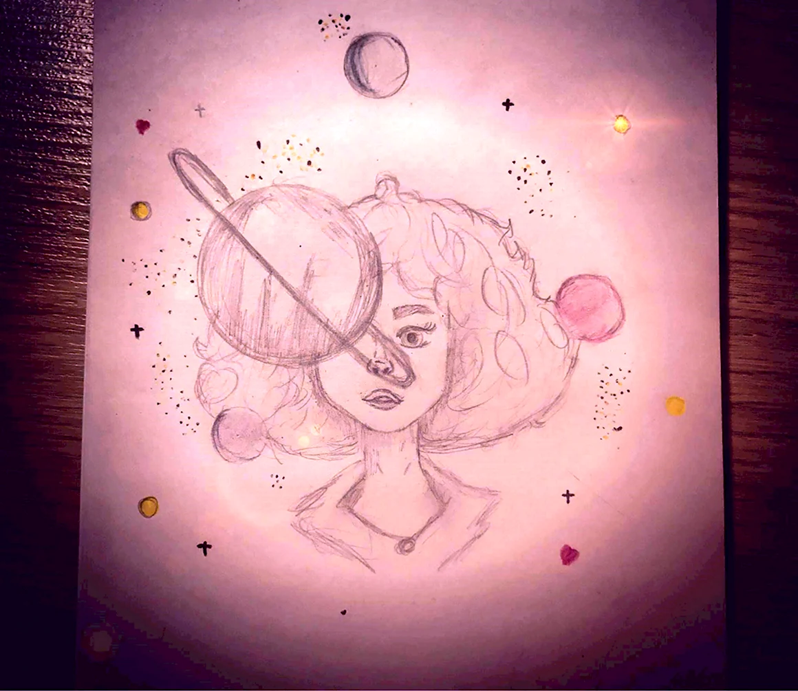 Девушка космос карандашом