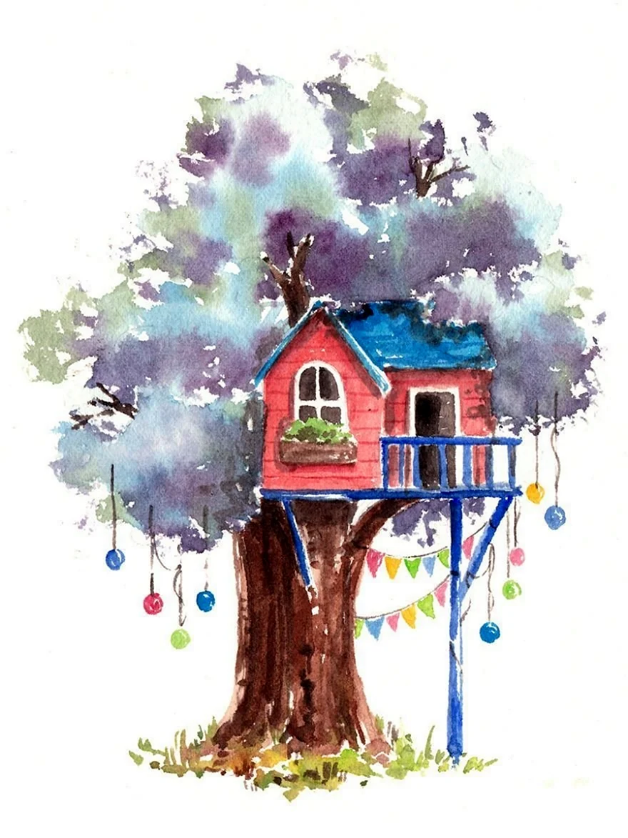 Домик на дереве рисунок