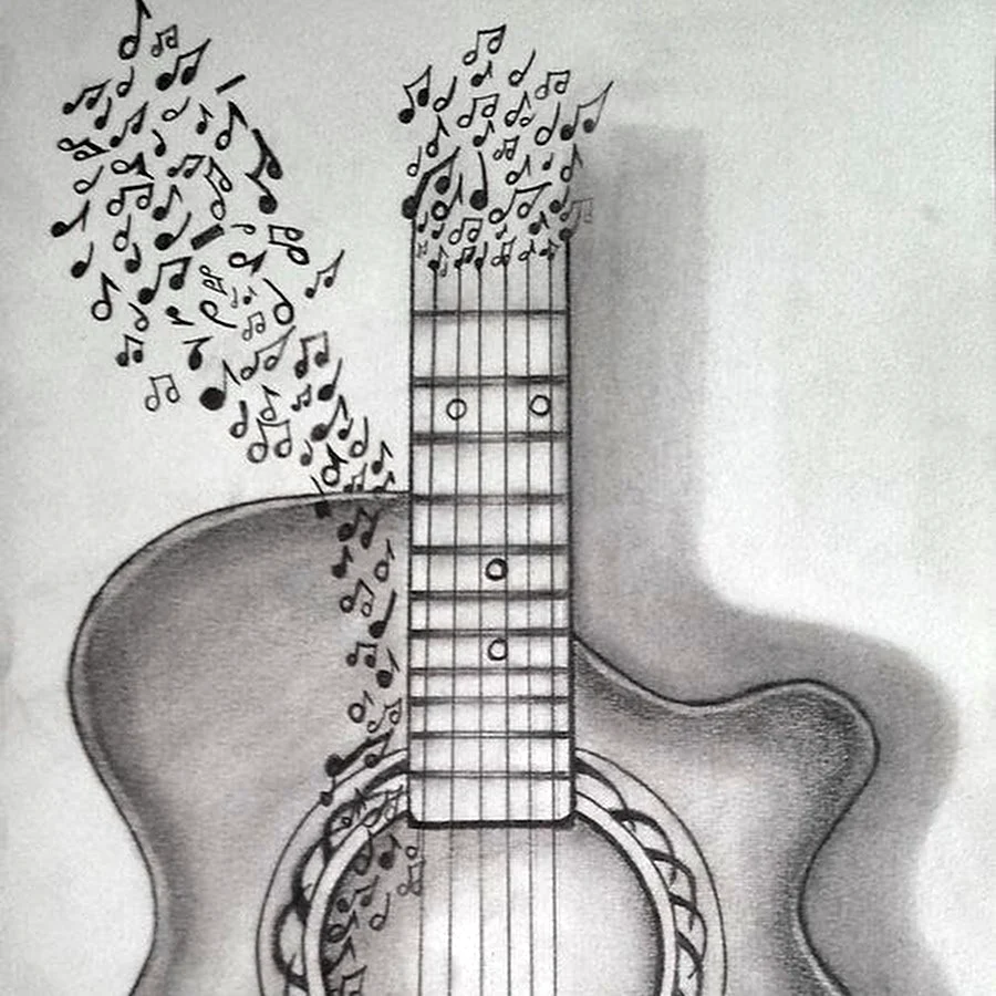 Гитара рисовать поэтапно