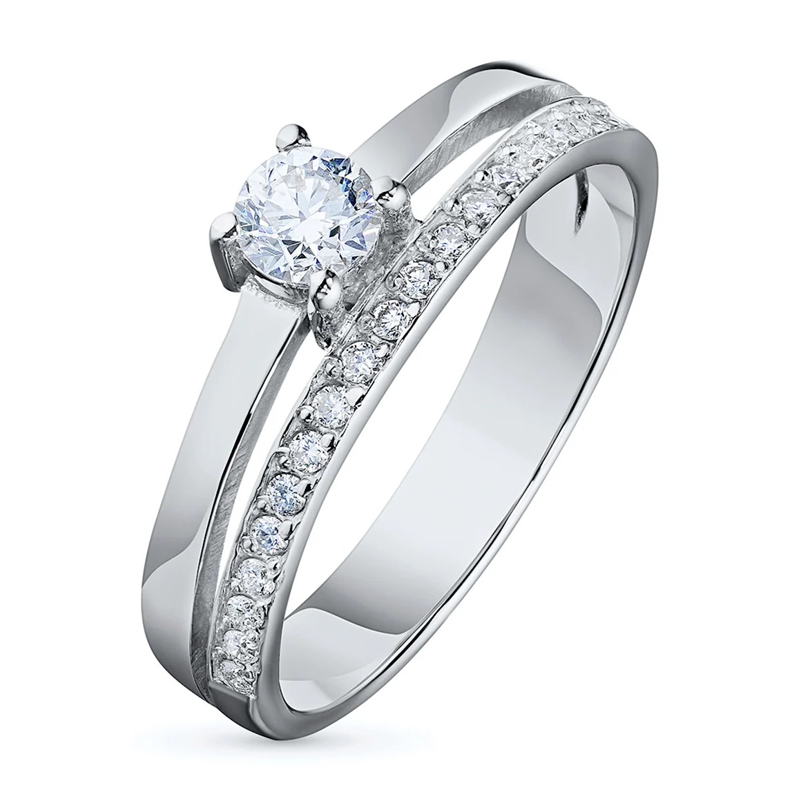 Якутские бриллианты кольцо с бриллиантом из белого золота