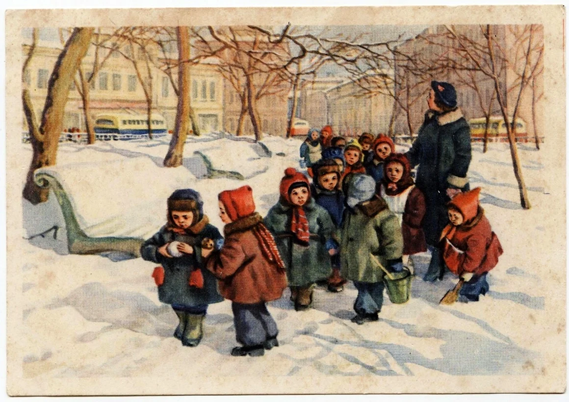 Картина дети на прогулк