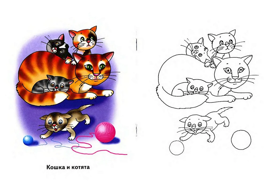 Кошка раскраска для детей