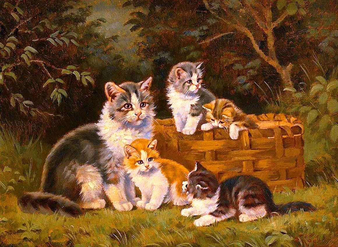 «Кошка с котятами» Автор с. Веретенникова.