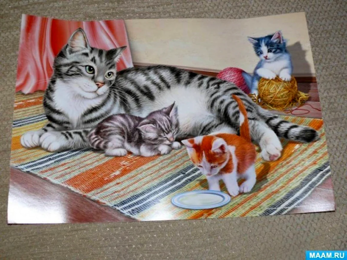 Кошка с котятами Веретенникова картина