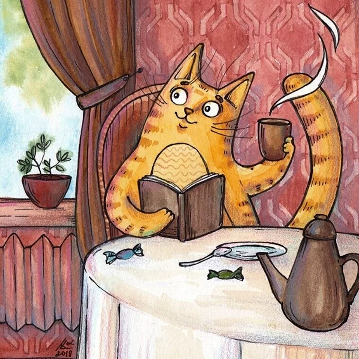 Котики пьют чай