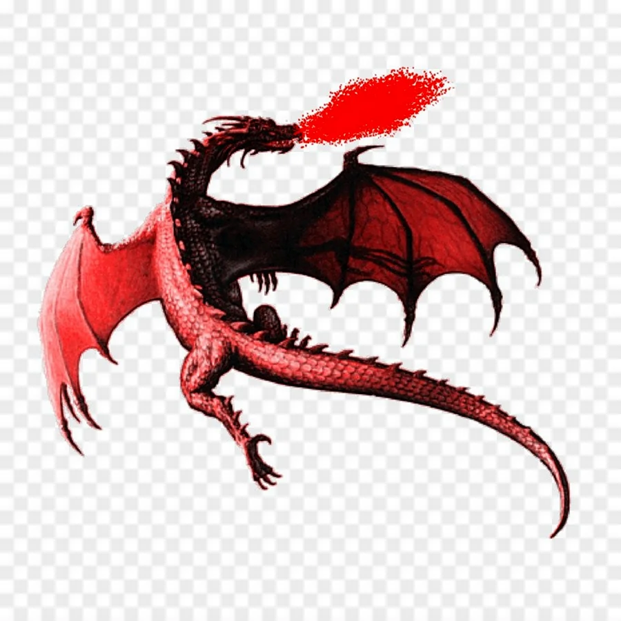 Красный дракон на белом фоне