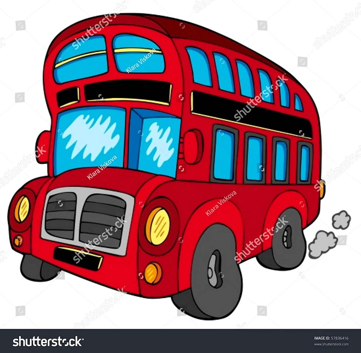 Красный мультяшный автобус