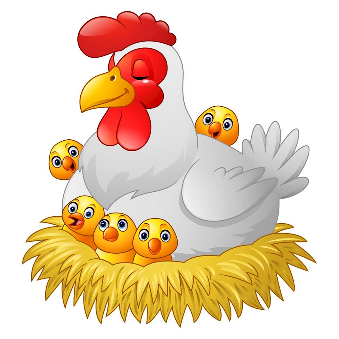 Курица с цыплятами мультяшная