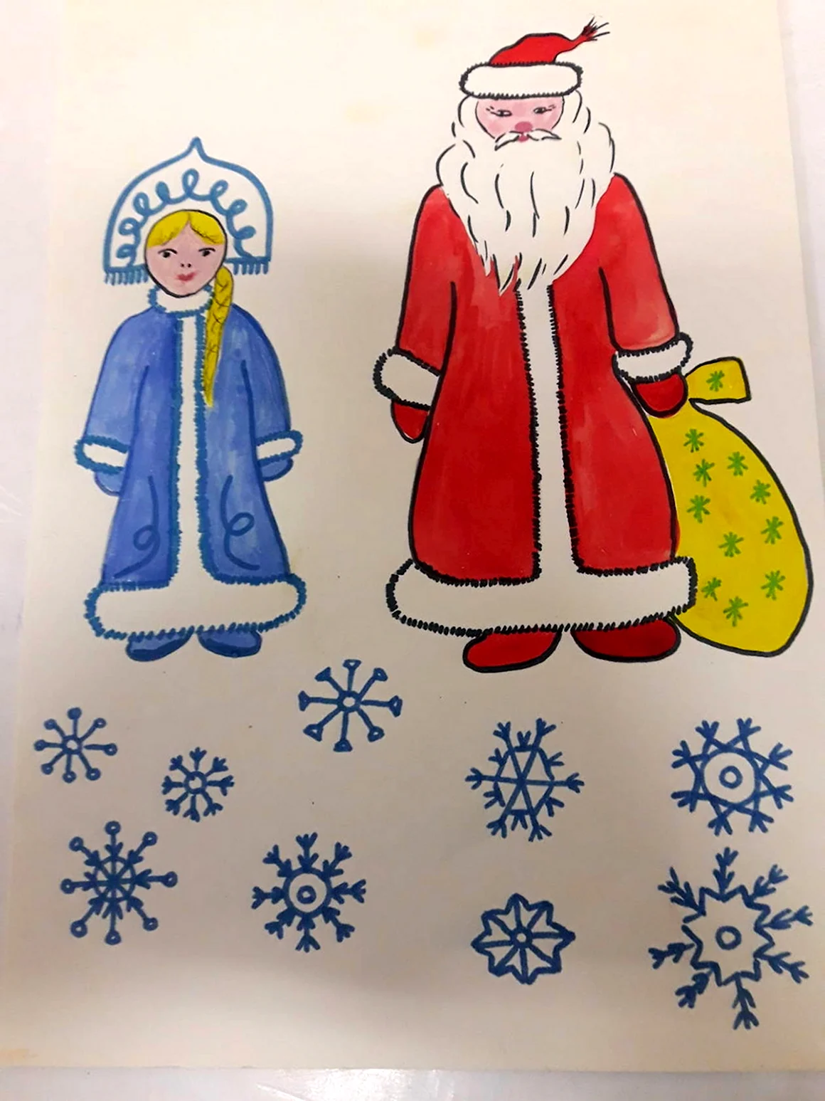 Лёгкий рисунок Деда Мороза и Снегурочки