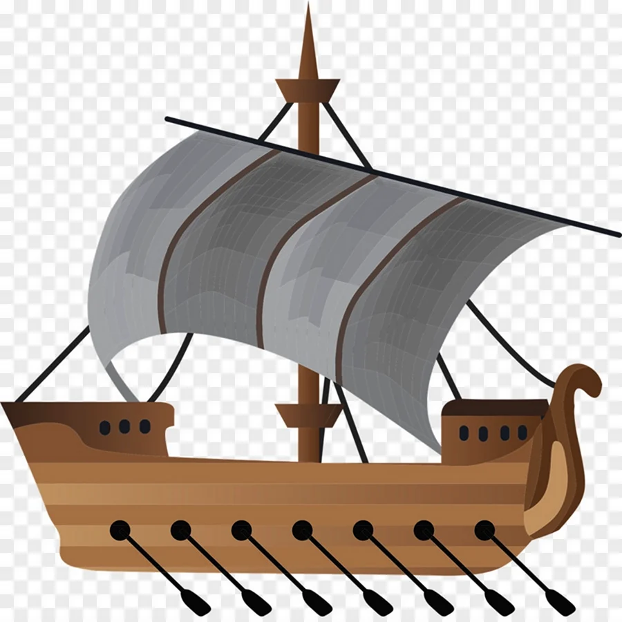 Лодка викингов с гребцами