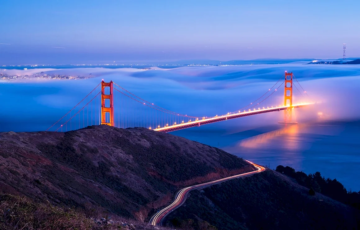 Мост золотые ворота Сан Франциско рассвет