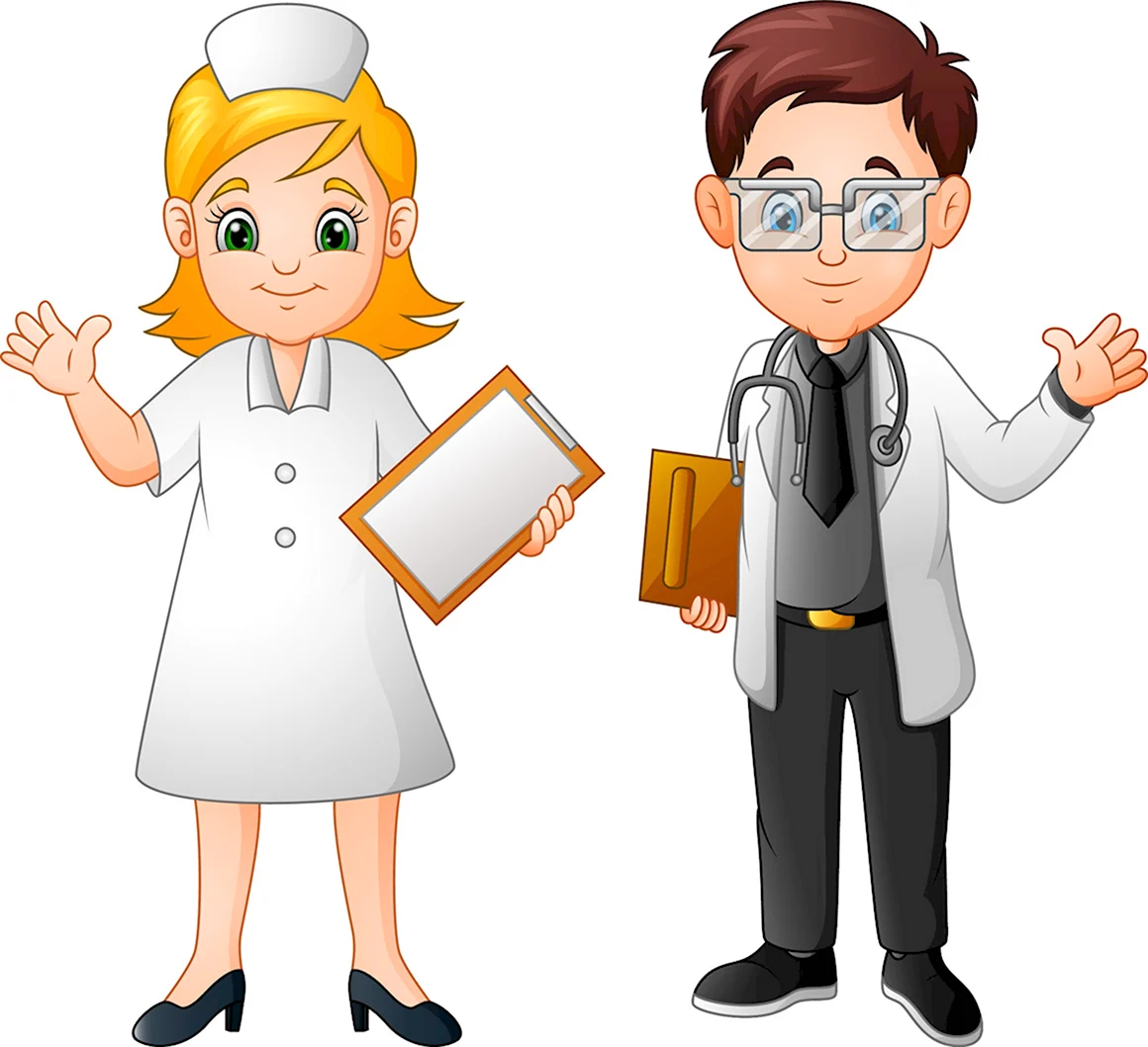 Мультяшные доктор и медсестра