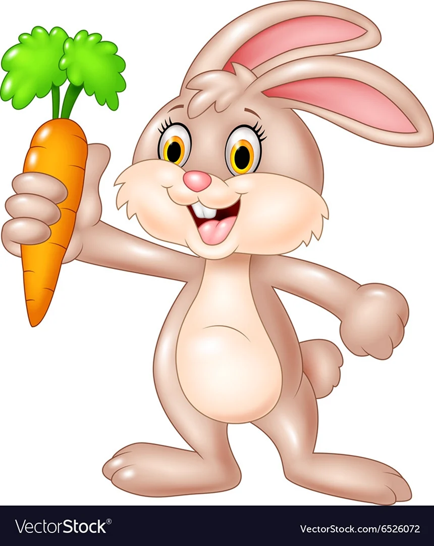 Мультяшный кролик с морковкой