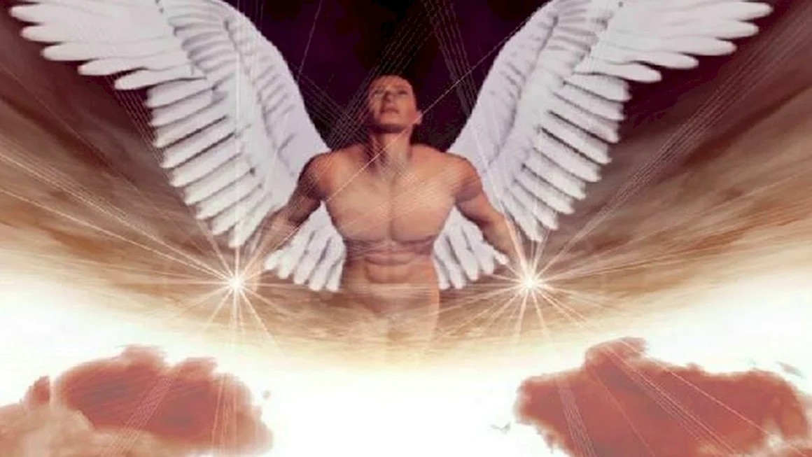 Мужчина ангел с крыльями хранитель