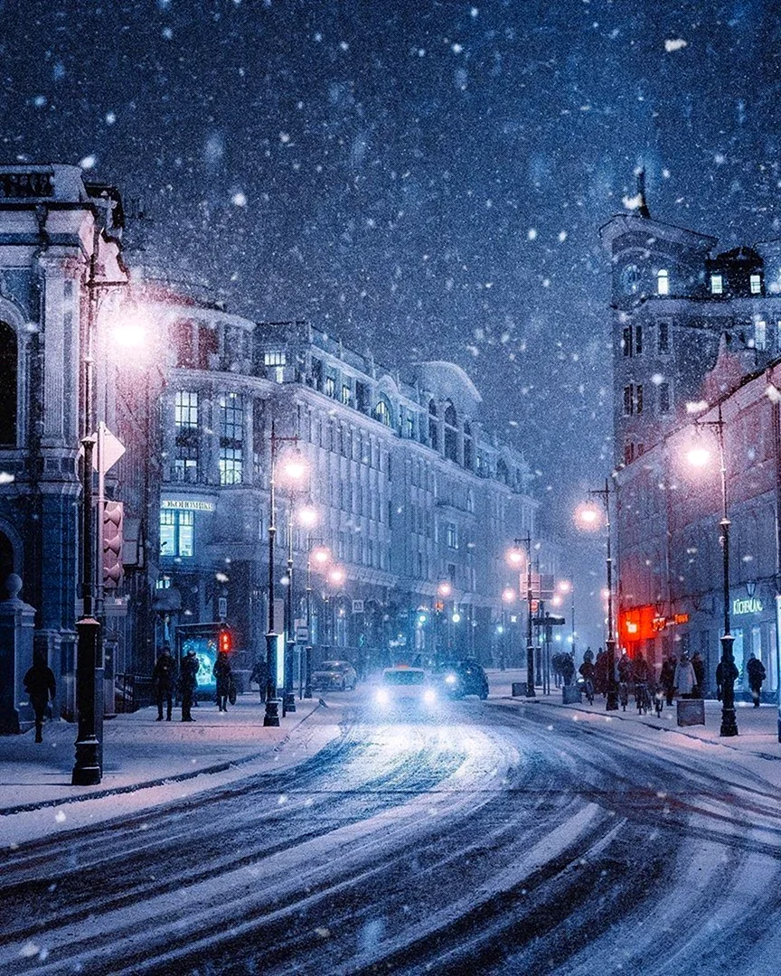 Ночная Москва зима
