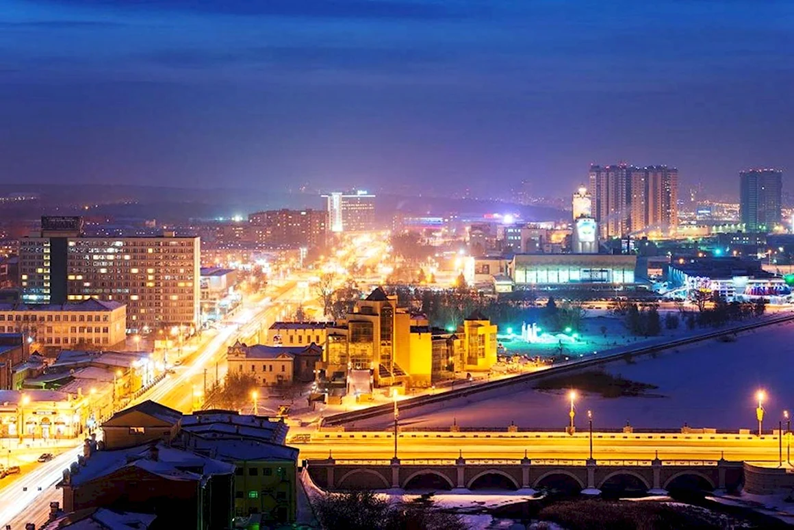 Ночной Челябинск с высоты птичьего полета