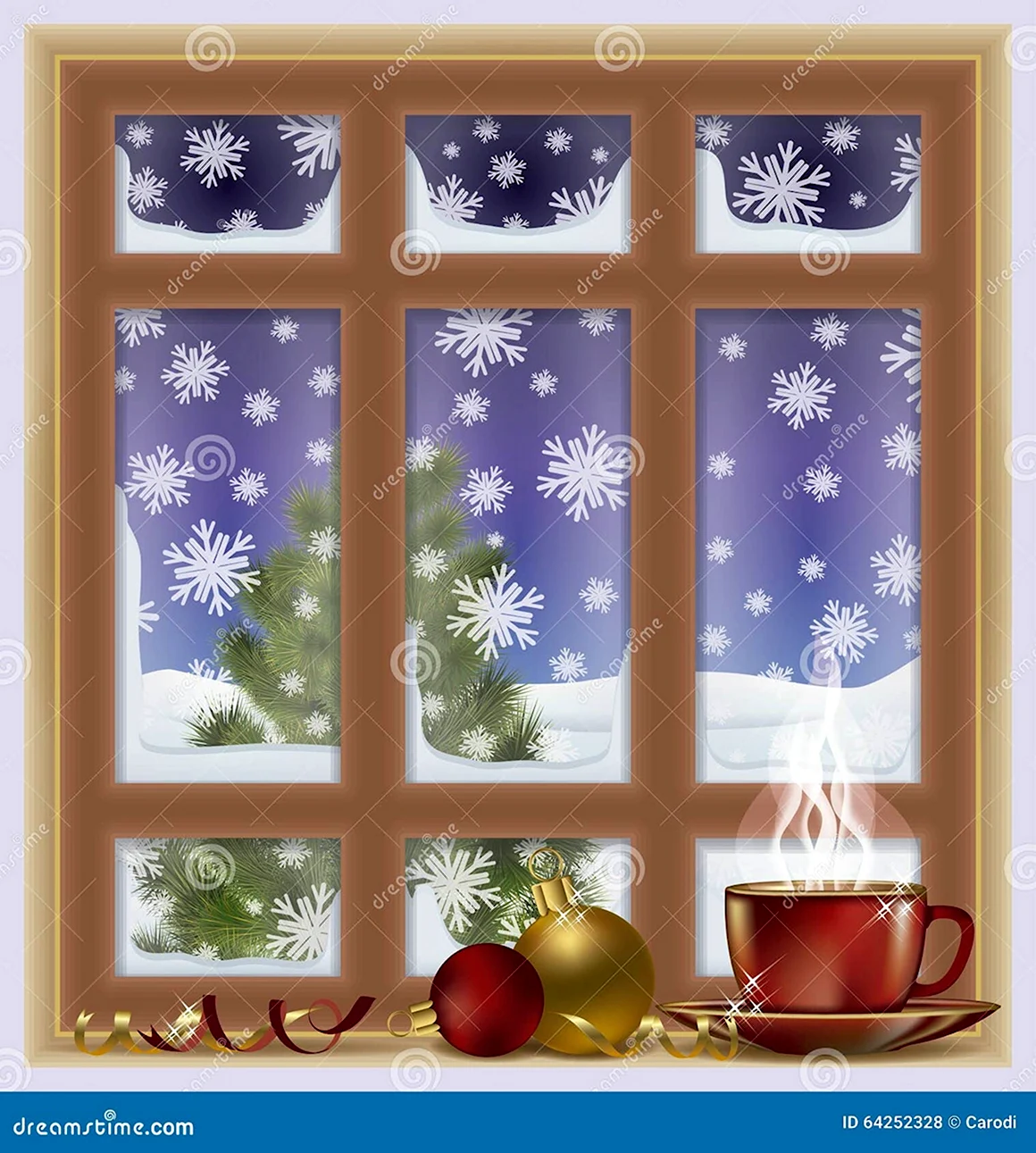 Новогоднее окно с морозным рисунком