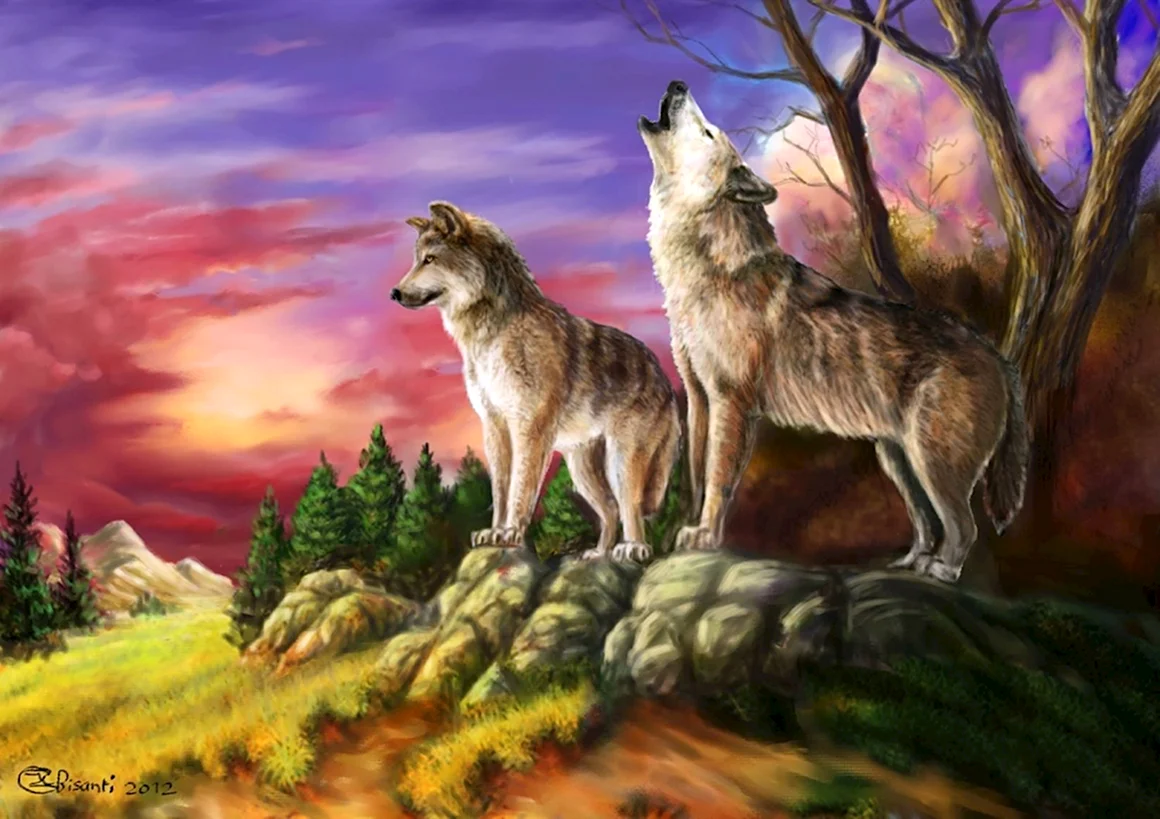Пейзаж с волком