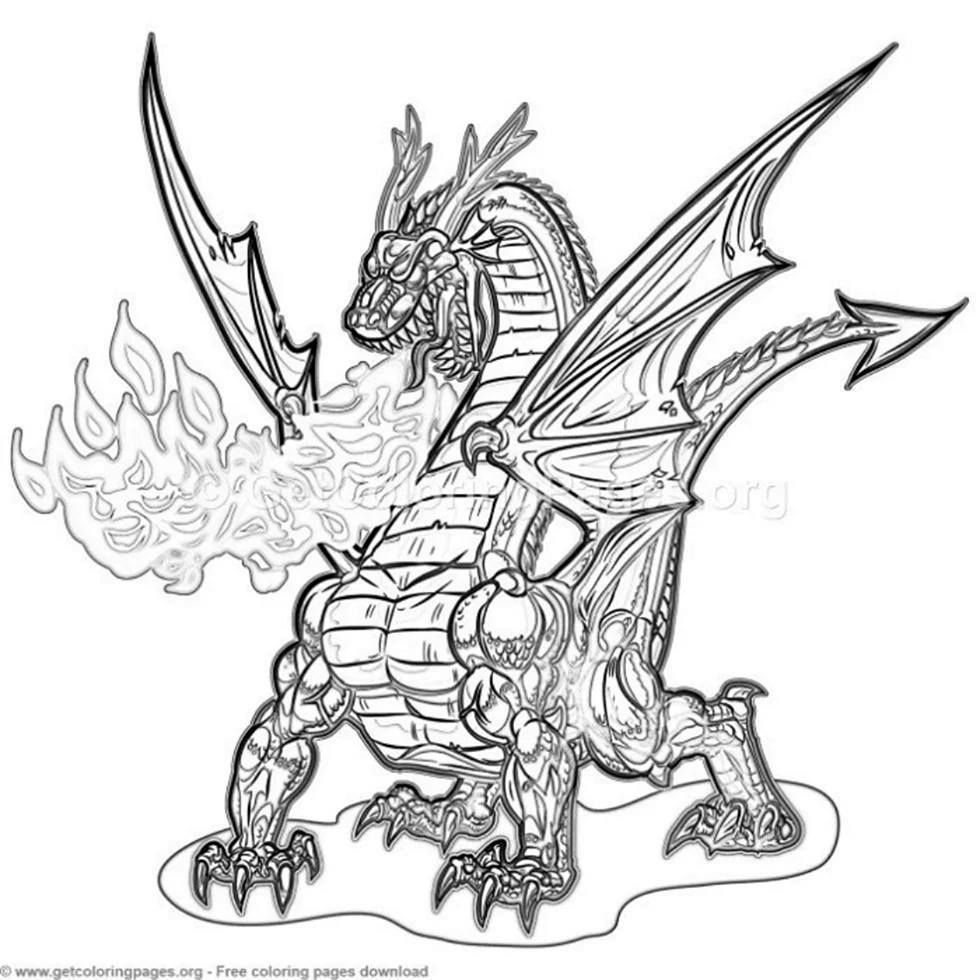 Раскраска майнкрафт Огненный дракон