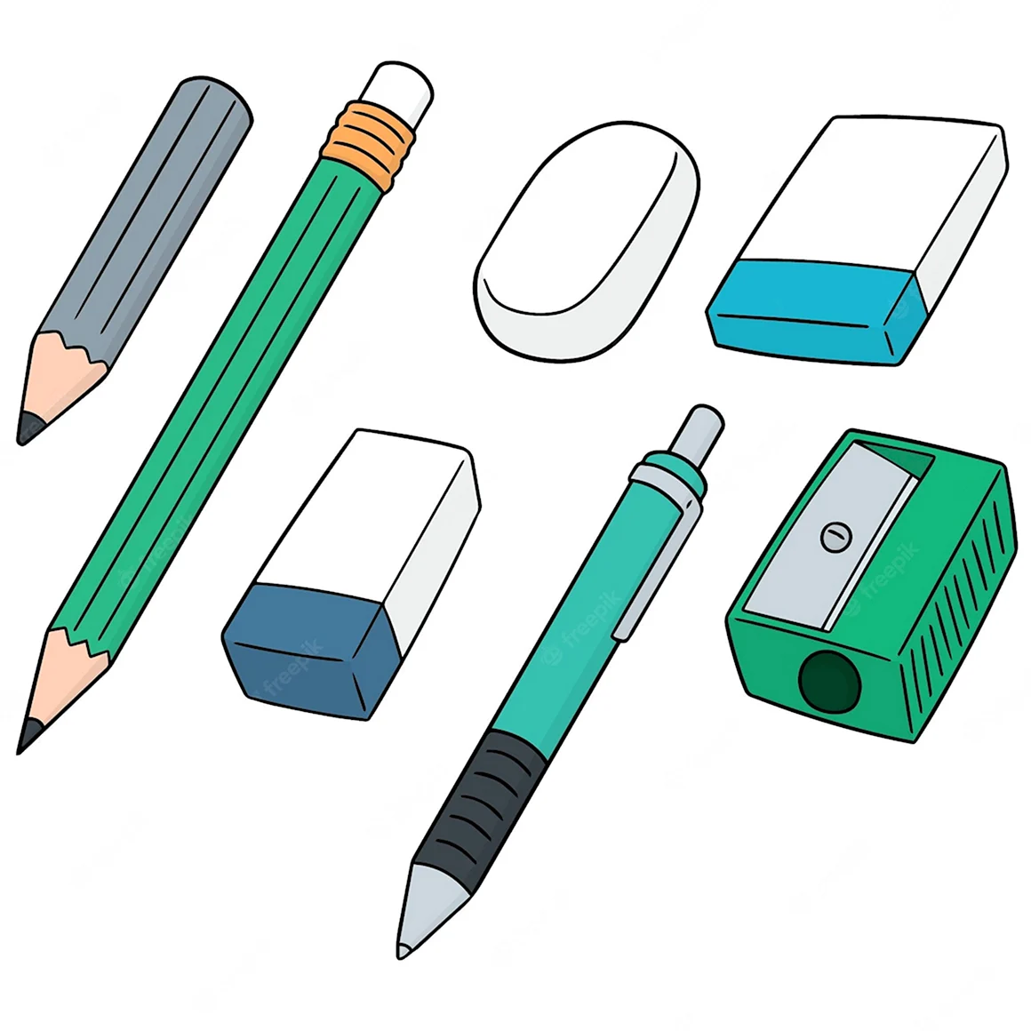 Раскраска ручка карандаш ластик и точилка