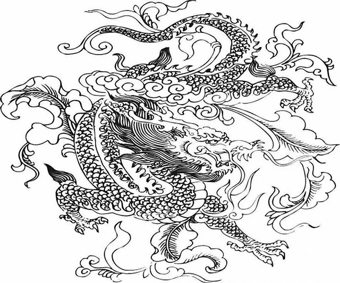 Раскраски китайских драконов