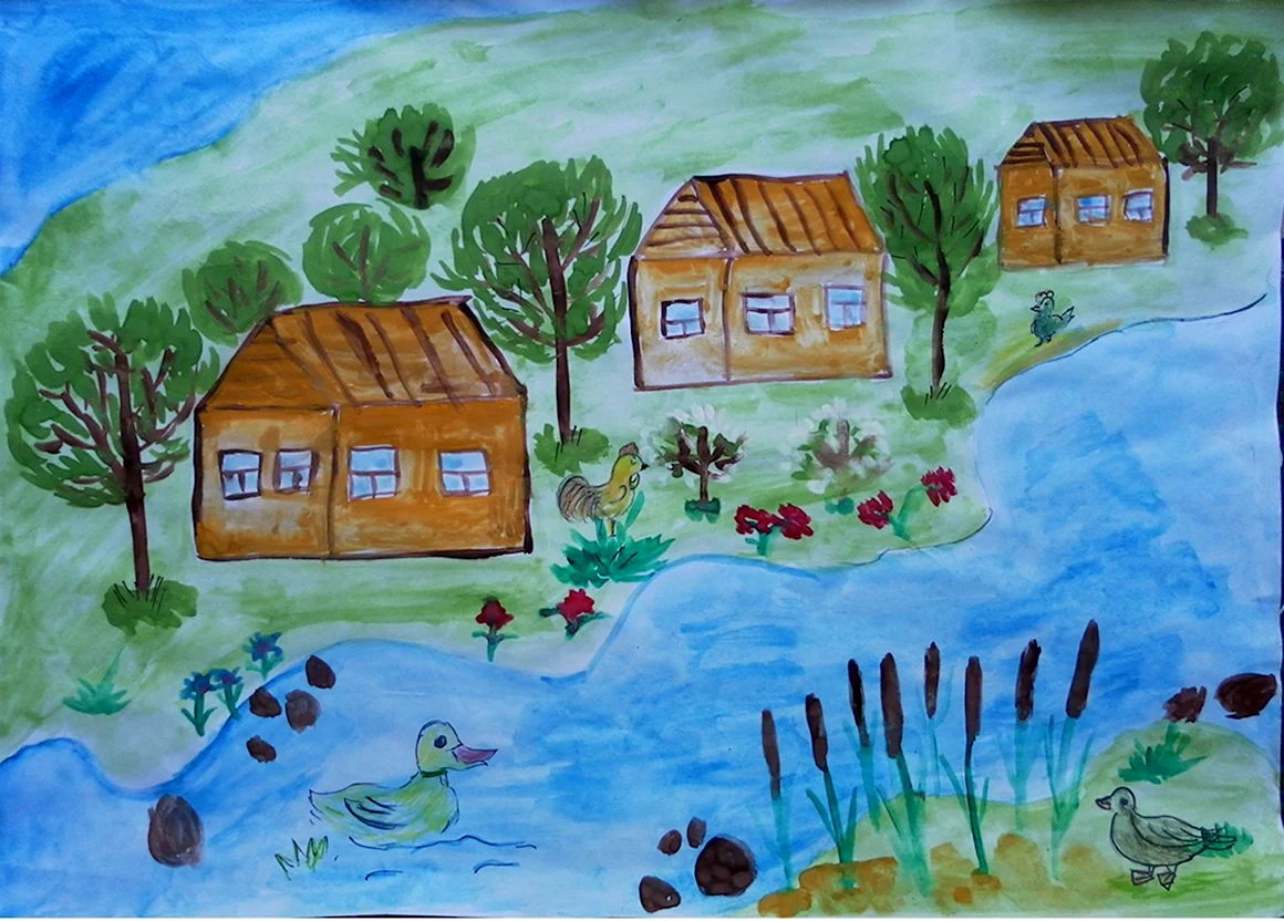 Рисование деревни