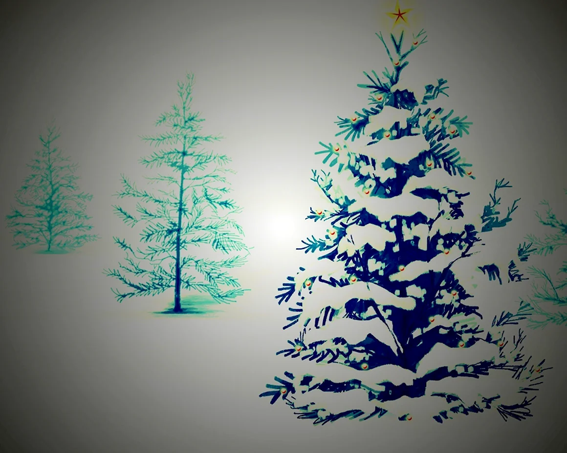 Рисование Новогодняя елка в лес
