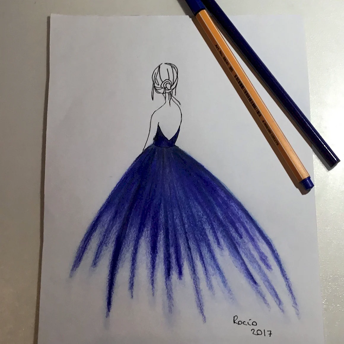 Рисунки для срисовки ручкой синей