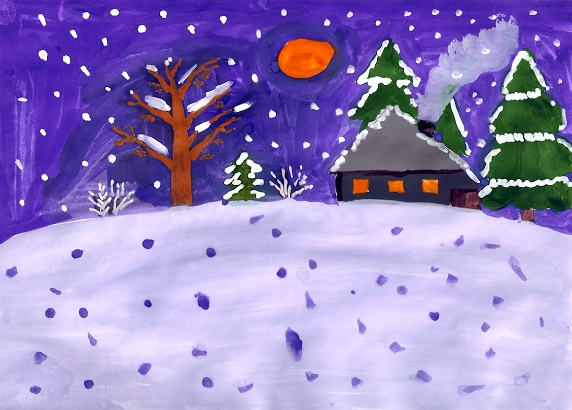 Рисунок на тему зима карандашом