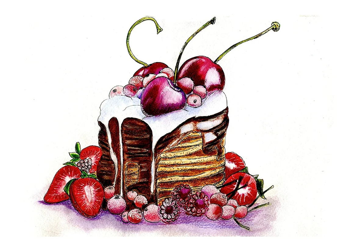 Рисунок тортиков и пирожных