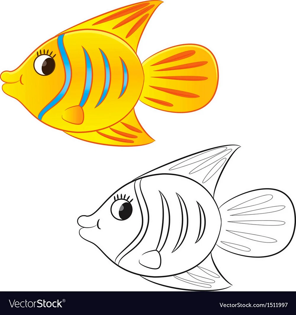 Рыбка раскраска цветная