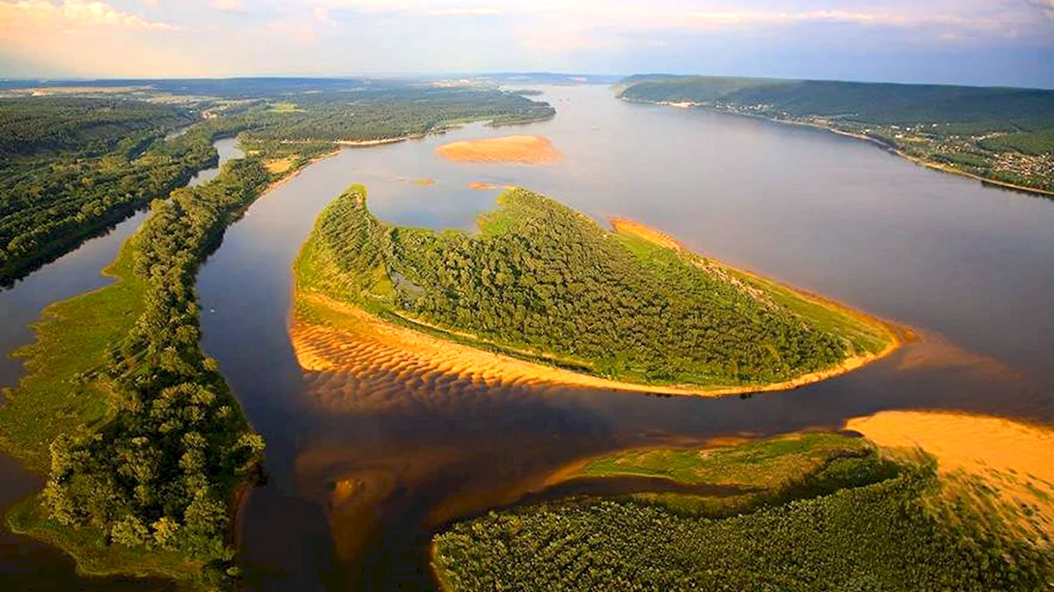 Самарская область с высоты птичьего полета Волга