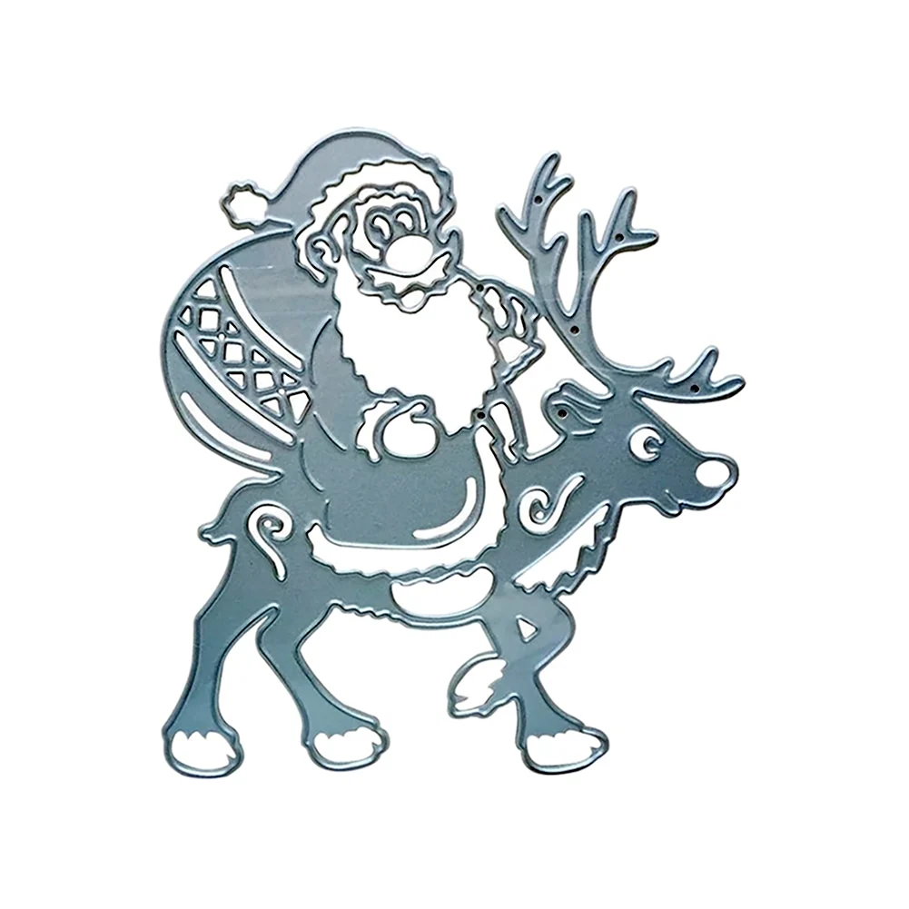 Санта Клаус с оленями трафарет
