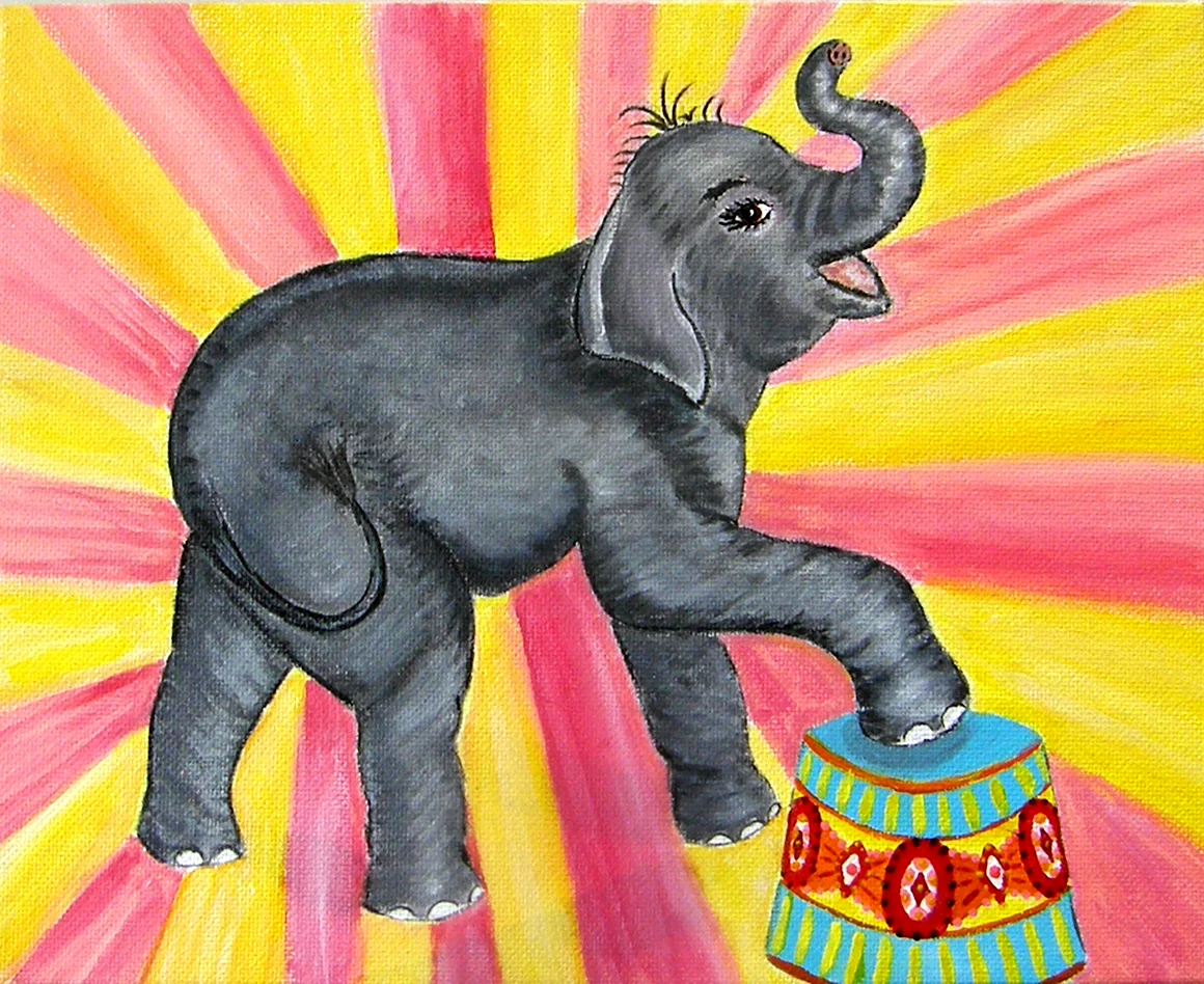 Слон красками для детей